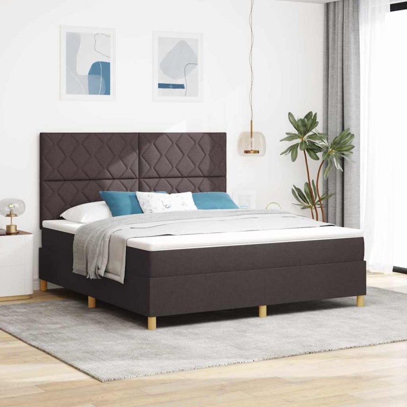 vidaXL Letto con Rete e Materasso Marrone Scuro Super King in Tessuto vidaXL Letto con Rete e Materasso Marrone Scuro Super King in Tessuto