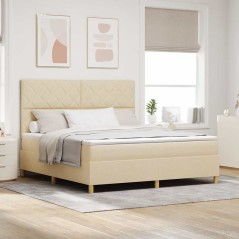 vidaXL Letto a molle con materasso panna super king in tessuto