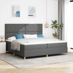 vidaXL Letto con Box Spring e Materasso Grigio Scuro 200x200 cm in Tessuto