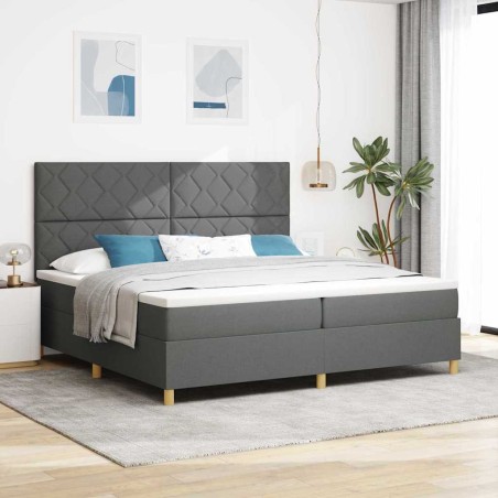 vidaXL Letto con Box Spring e Materasso Grigio Scuro 200x200 cm in Tessuto