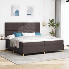 vidaXL Letto Box Spring con Materasso Marrone Scuro 200x200 cm Tessuto