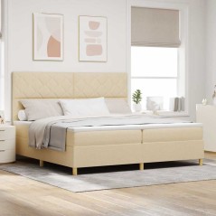 vidaXL Letto con Rete e Materasso Panna 200x200 cm Tessuto