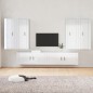 Set di Mobili Porta TV 6 pz Bianco Lucido in Legno Multistrato Set di Mobili Porta TV 6 pz Bianco Lucido in Legno Multistrato