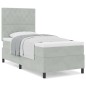 vidaXL Letto Box Spring con Materasso Grigio Chiaro Singolo in Velluto