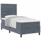 Letto con box in molle e materasso grigio scuro in velluto