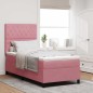 Letto Box Spring con Materasso Rosa Singolo in Velluto