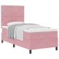 Letto Box Spring con Materasso Rosa Singolo in Velluto