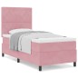 Letto Box Spring con Materasso Rosa Singolo in Velluto