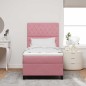 Letto Box Spring con Materasso Rosa Singolo in Velluto