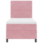 Letto Box Spring con Materasso Rosa Singolo in Velluto