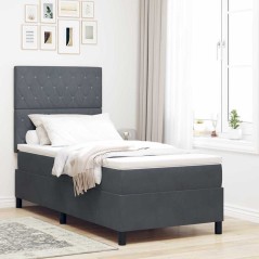 letto a box spring vidaXL con materasso grigio scuro 100x200 cm in velluto