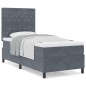 letto a box spring vidaXL con materasso grigio scuro 100x200 cm in velluto