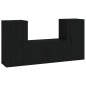 Set Mobili Porta TV 3 pz Nero in Legno Multistrato Set Mobili Porta TV 3 pz Nero in Legno Multistrato