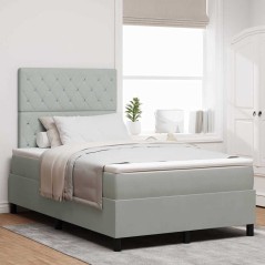 vidaXL Letto Box Spring con Materasso Grigio Chiaro 120x200 cm Velluto