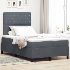 Letto a molle con materasso vidaXL Grigio scuro 120x200 cm Velluto