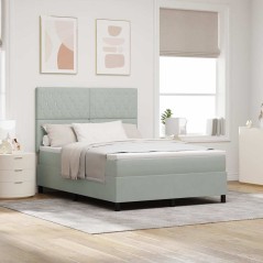 letto a box spring vidaXL con materasso grigio chiaro 140x200 cm in velluto