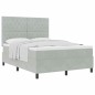 Letto Box Spring vidaXL con Materasso Grigio Chiaro 160x200 cm in Velluto