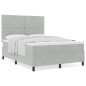 Letto Box Spring vidaXL con Materasso Grigio Chiaro 160x200 cm in Velluto