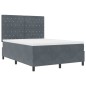vidaXL Letto Box Spring con Materasso Grigio Scuro 160x200 cm Velluto vidaXL Letto Box Spring con Materasso Grigio Scuro 160x200 cm Velluto