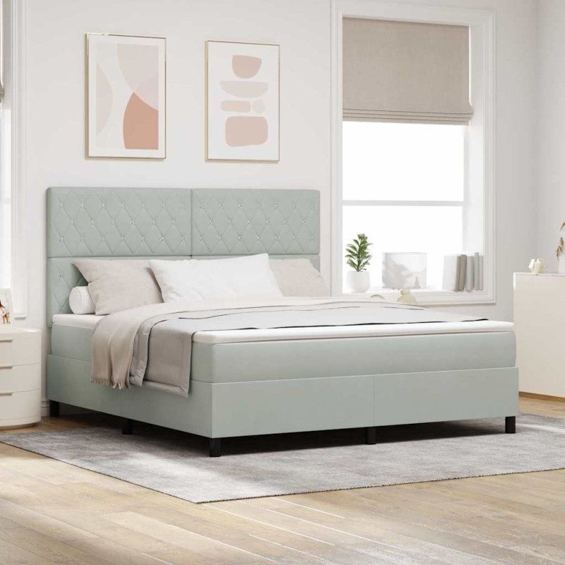vidaXL Letto a Castello con Materasso Grigio Chiaro Super King in Velluto