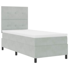 vidaXL Letto Box Spring con Materasso Grigio chiaro 80x200 cm Velluto