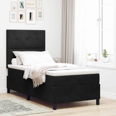 vidaXL Letto con Rete A Molle e Materasso Nero 80x200 cm Velluto