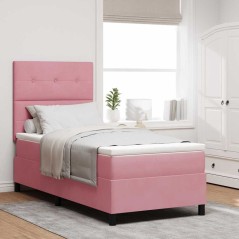 Letto a molle con materasso vidaXL Rosa Singolo Velluto
