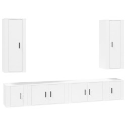 Set di Mobili Porta TV 6 pz Bianco in Legno Multistrato