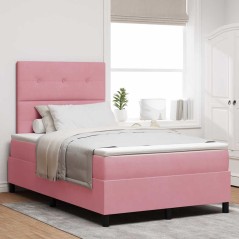 vidaXL Letto a Rete con Materasso Rosa Piccolo Doppio Velluto