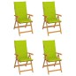 Sedie Giardino 4 pz e Cuscini Verde Brillante Massello di Teak Sedie Giardino 4 pz e Cuscini Verde Brillante Massello di Teak