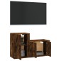 Set Mobili Porta TV 2 pz Rovere Fumo in Legno Multistrato Set Mobili Porta TV 2 pz Rovere Fumo in Legno Multistrato