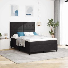 Letto Box Spring vidaXL con Materasso - Nero, 140x190 cm, Velluto