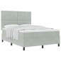 vidaXL Letto a Box con Materasso Grigio Chiaro 160x200 cm in Velluto vidaXL Letto a Box con Materasso Grigio Chiaro 160x200 cm in Velluto