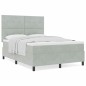 vidaXL Letto a Box con Materasso Grigio Chiaro 160x200 cm in Velluto vidaXL Letto a Box con Materasso Grigio Chiaro 160x200 cm in Velluto