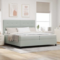 letto a molle vitaXL con materasso grigio chiaro 200x200 cm velluto