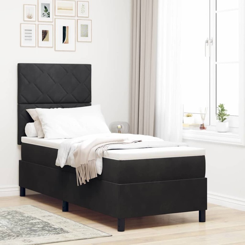 Letto Box Spring vidaXL con Materasso Nero 80x200 cm in Velluto