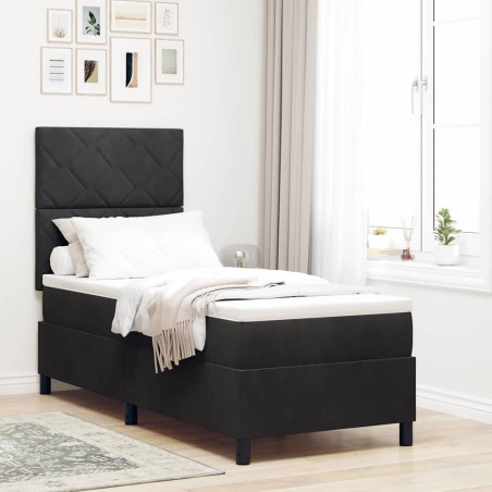 Letto Box Spring vidaXL con Materasso Nero 80x200 cm in Velluto