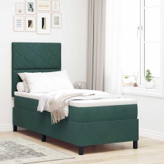 vidaXL Letto con Box Spring e Materasso Verde Scuro 80x200 cm Velluto
