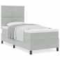 Letto a box spring vidaXL con materasso Grigio chiaro Singolo Velluto