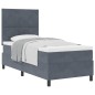 vidaXL Letto a Box con Materasso Grigio Scuro in Velluto Singolo