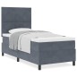 vidaXL Letto a Box con Materasso Grigio Scuro in Velluto Singolo