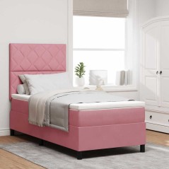 vidaXL Letto a Rete con Materasso Rosa Singolo in Velluto