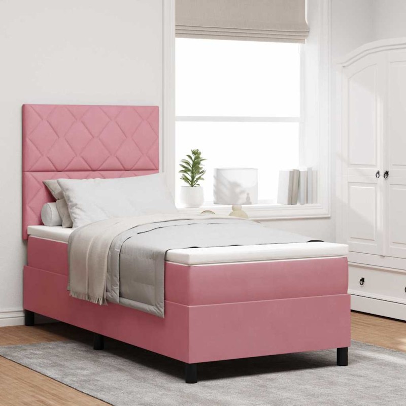 vidaXL Letto a Rete con Materasso Rosa Singolo in Velluto