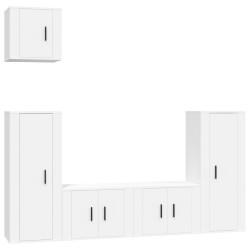 Set di Mobili Porta TV 5 pz Bianco in Legno Multistrato