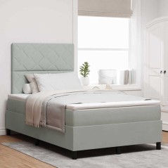 vidaXL Letto Box Spring con Materasso Grigio Chiaro Piccolo Doublé in Velluto