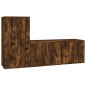 Set Mobili Porta TV 2 pz Rovere Fumo in Legno Multistrato Set Mobili Porta TV 2 pz Rovere Fumo in Legno Multistrato