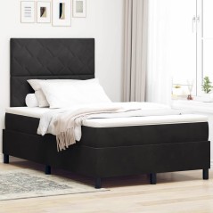vidaXL Letto a Rete con Materasso Nero Piccolo Matrimoniale Velluto