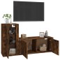 Set Mobili Porta TV 2 pz Rovere Fumo in Legno Multistrato Set Mobili Porta TV 2 pz Rovere Fumo in Legno Multistrato