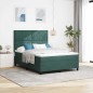 Letto Box Spring con Materasso Verde Scuro 140x190 cm in Velluto Letto Box Spring con Materasso Verde Scuro 140x190 cm in Velluto