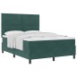 Letto Box Spring con Materasso Verde Scuro 140x190 cm in Velluto Letto Box Spring con Materasso Verde Scuro 140x190 cm in Velluto